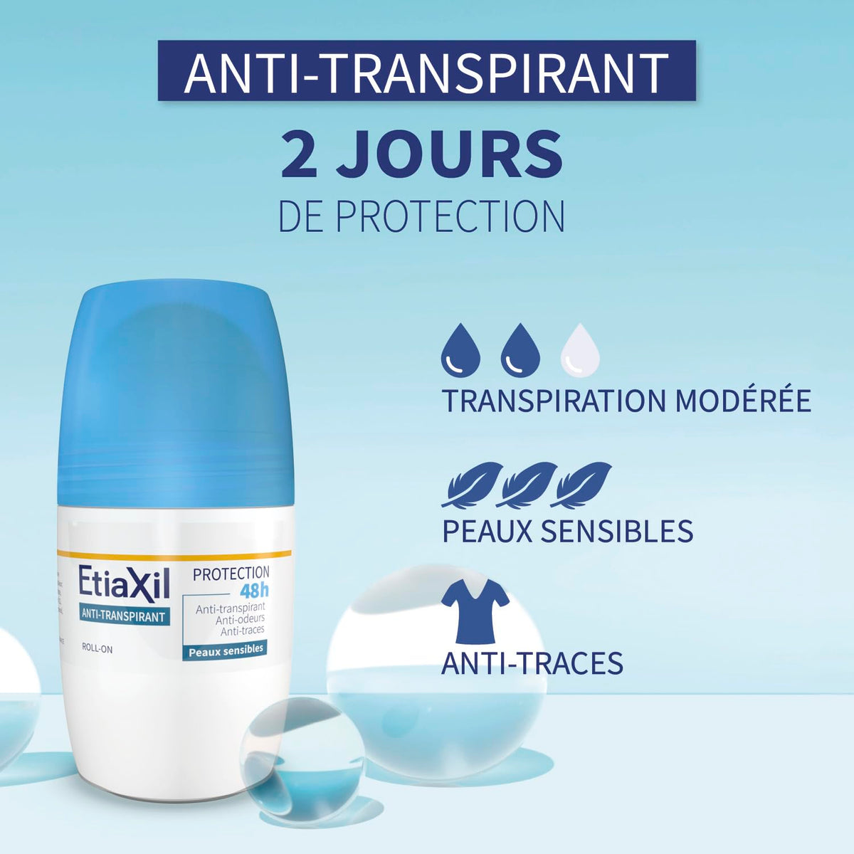 Etiaxil Deoderant Anti-Transpirant 48 Hrs Sensitive Skin Without White Traces 50 Ml