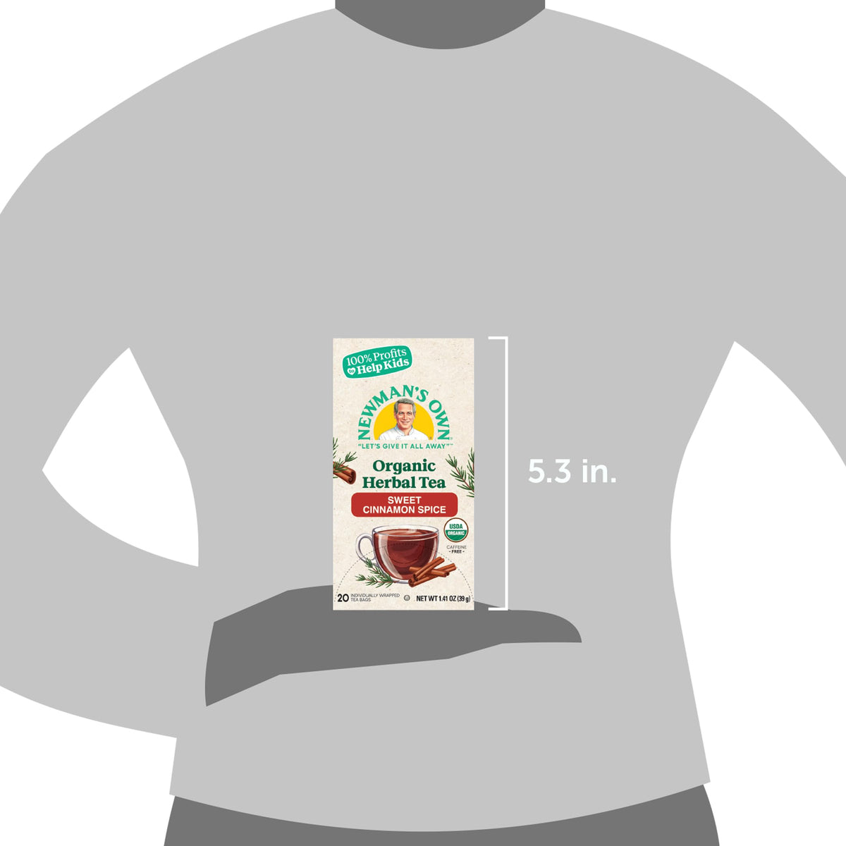 Newman's Own Organic Sweet Cinnamon Spice Herbal Tea with Rooibos Tea with Organic Ginger 20 Individually Wrapped Tea Bags Per Box USDA Certified and Kosher Cinnamon Tea Caffeine-Free