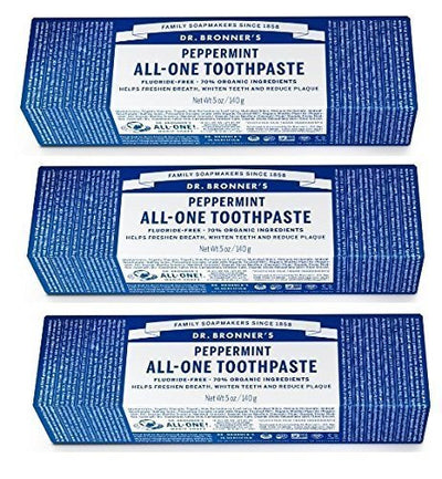 Toothpaste Peppermint Dr. Bronner's 5 oz Paste Pack of 3 (3)