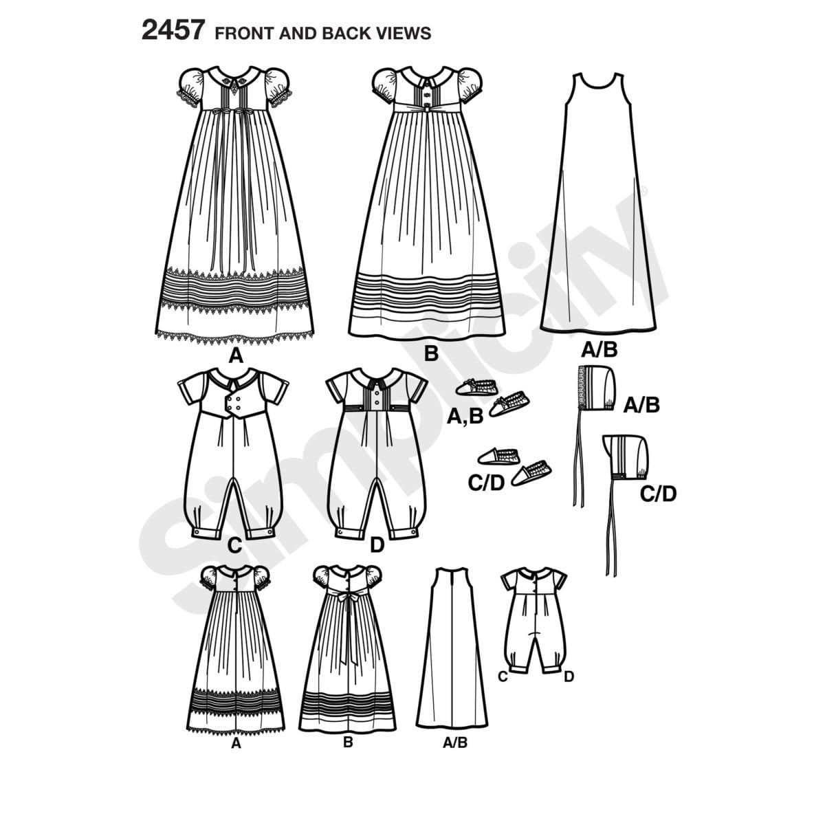 Simplicity Special Occasion Baby Clothing Sewing Pattern, Sizes XXS-M