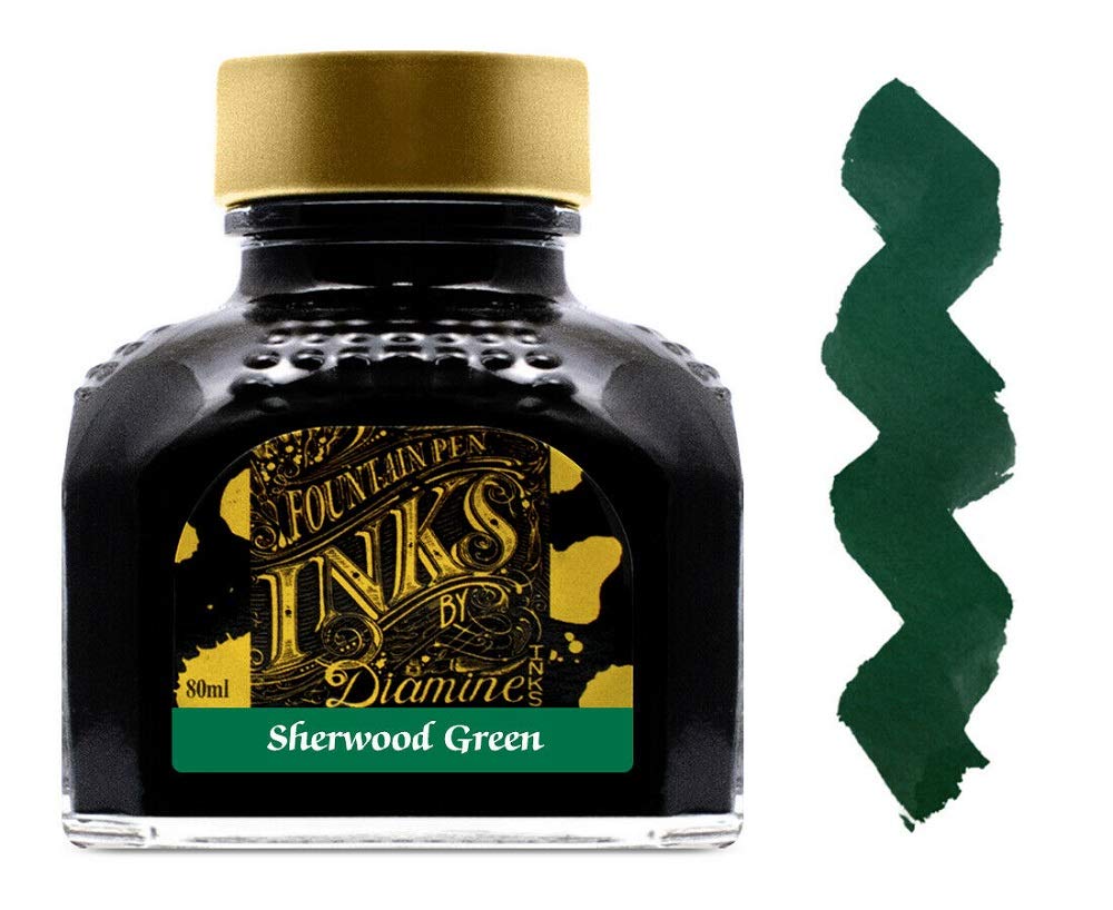 Diamine Fountain Pen Ink, Sherwood Green - 80ml