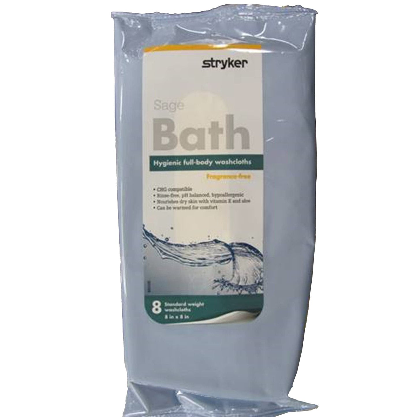 Sage Bath 7989 Pack of 8 Cleansing Washcloths Fragrance & Rinse Free Standard Weight