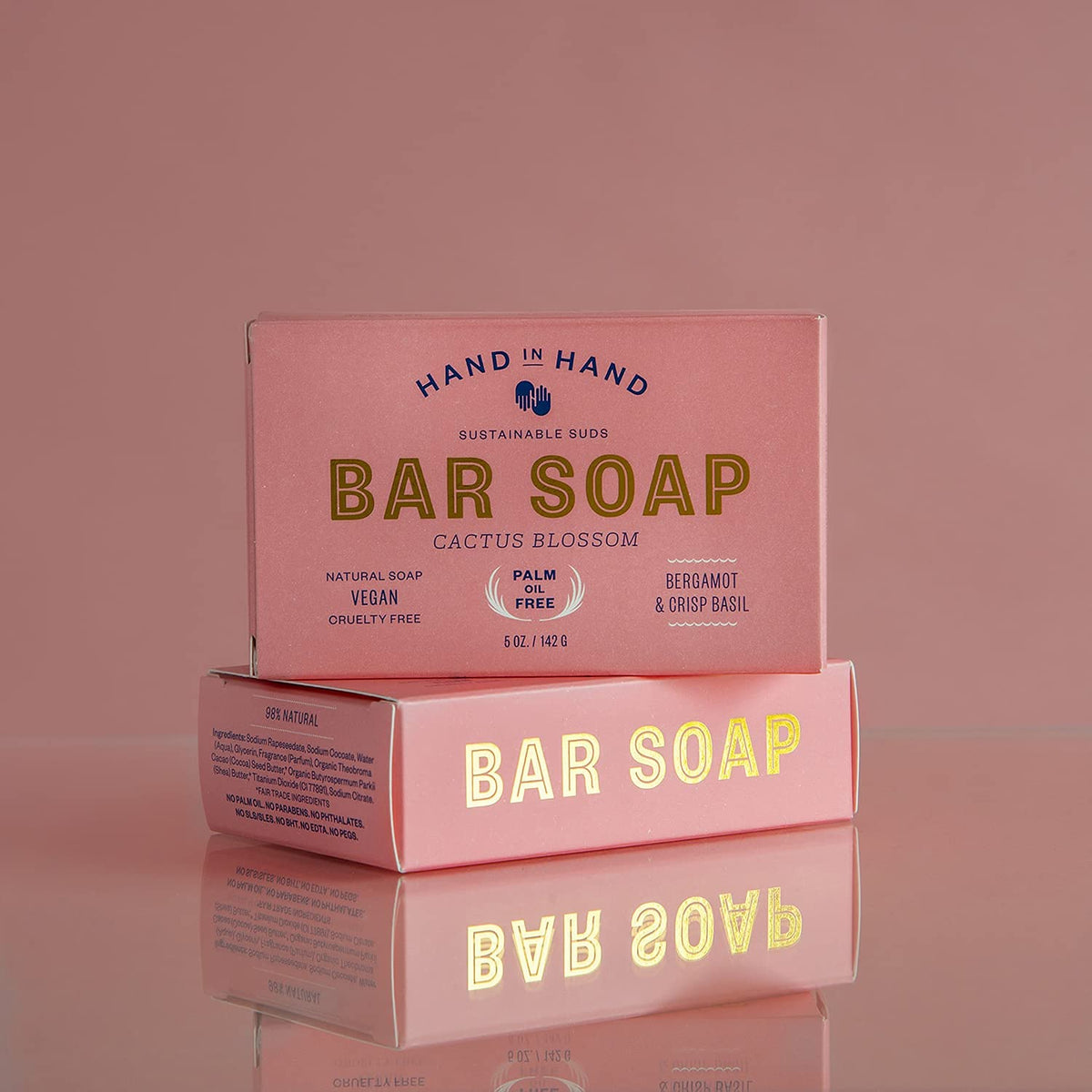 Hand In Hand, Soap Bar Cactus Blossom Bergamot Crisp Basil, 5 Ounce