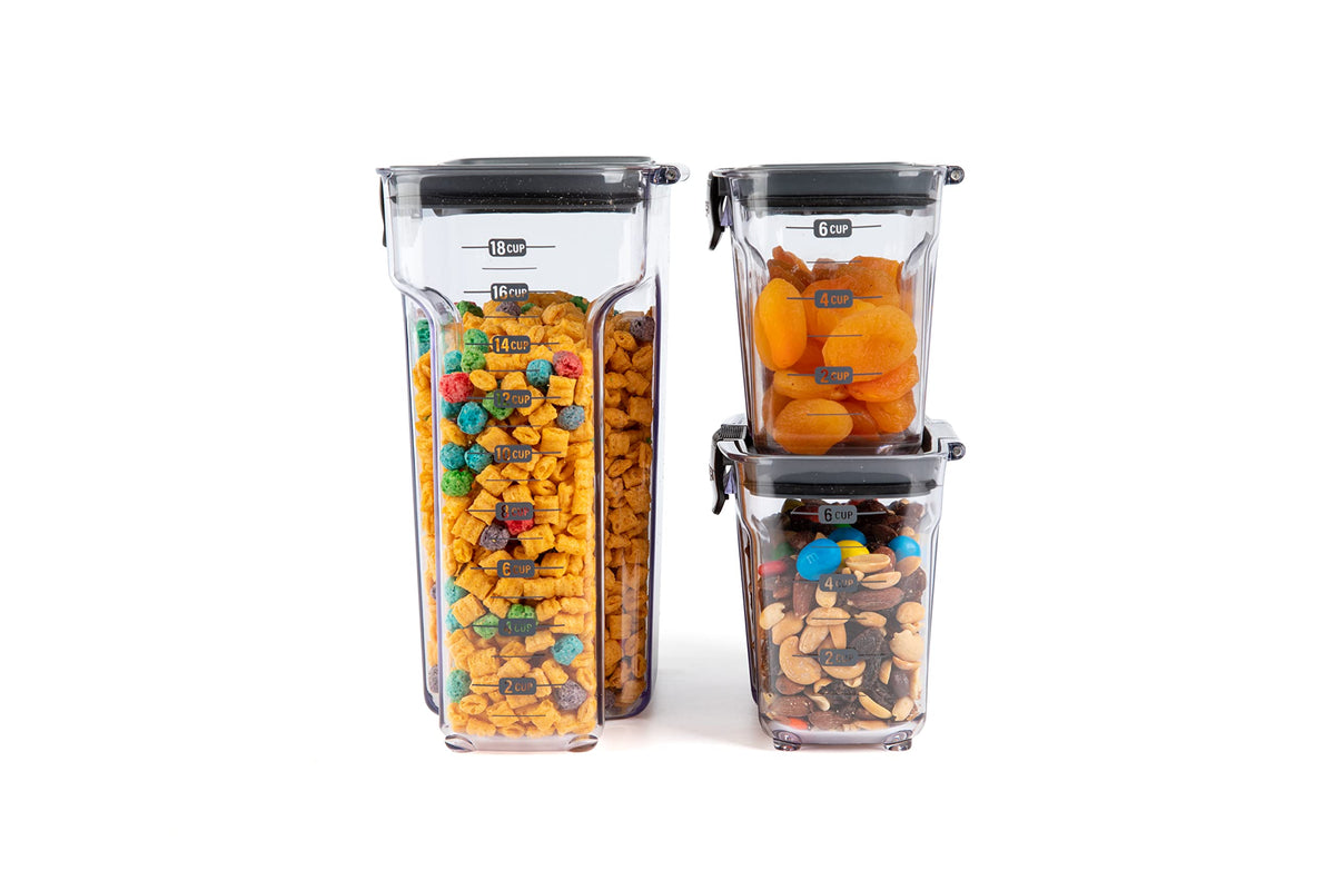 ProKeeper+ By Progressive International Clear Plastic Airtight Food Baker's Kitchen Storage Organization Container Canister Set with Magnetic Accessories
