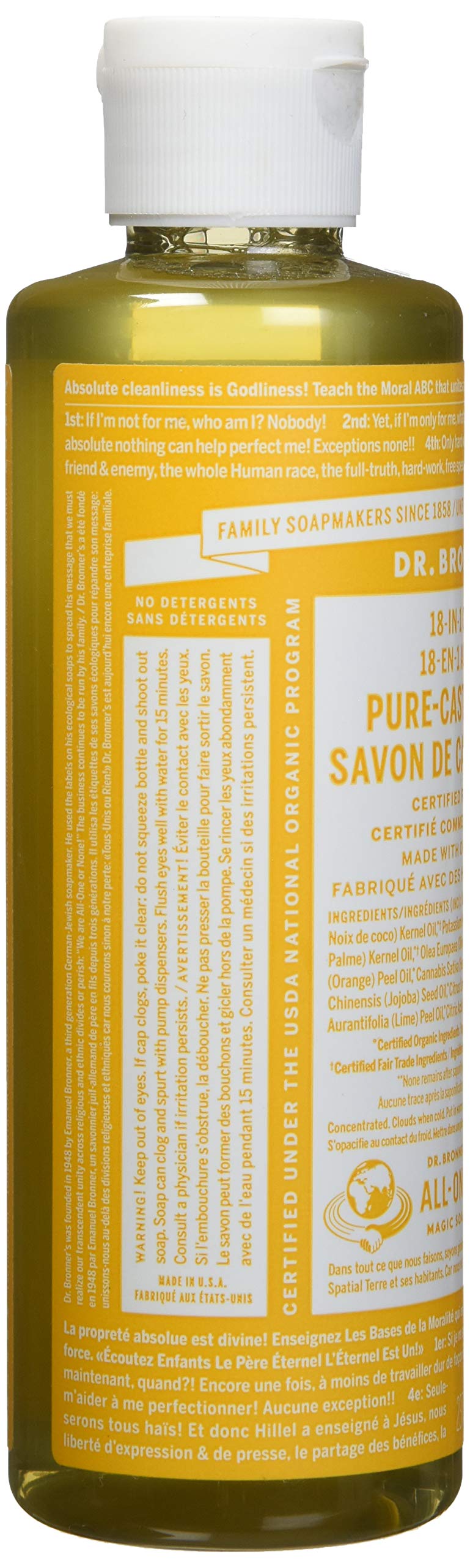 Dr. Bronner's Organic Pure Castile Liquid Soap Citrus Orange - 8 fl oz