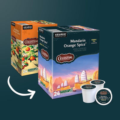 Celestial Seasonings Mandarin Orange Spice Herbal Tea, Keurig® K-Cup® Pods, 24/Box (14735)