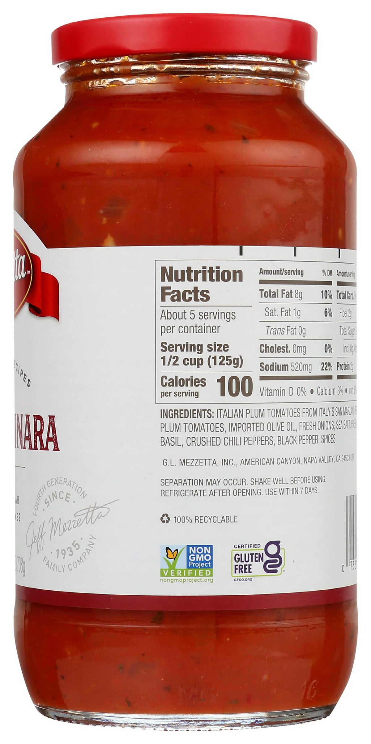 Mezzetta, Sauce Pasta Marinara Spicy, 25 Ounce