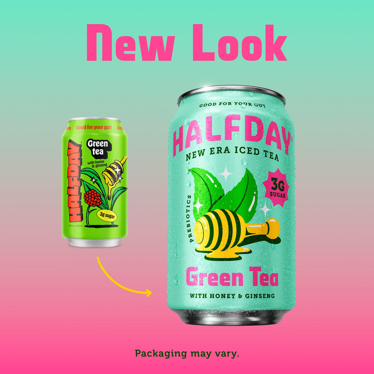 Halfday, Prebiotic Green Tea With Honey & Ginseng, 12 Fl Oz Can