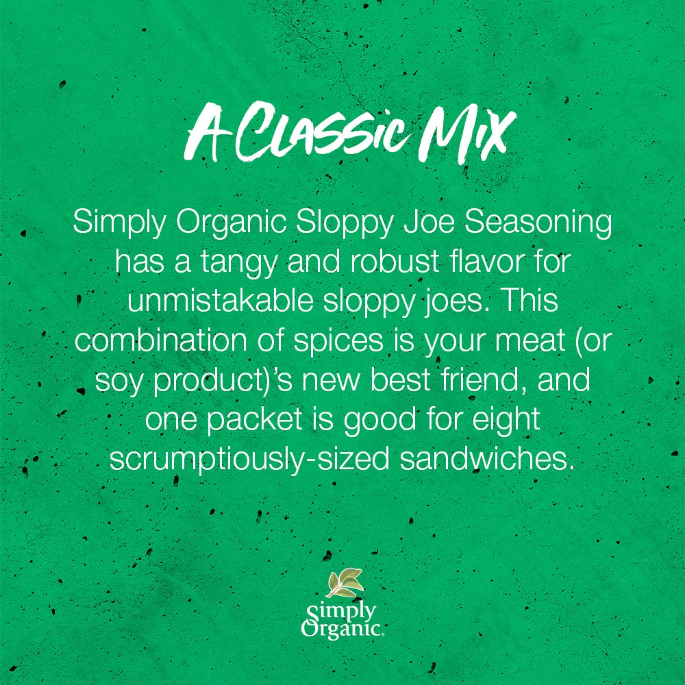Simply Organic Sloppy Joe, Certified Organic, Kosher, Chili Mixes