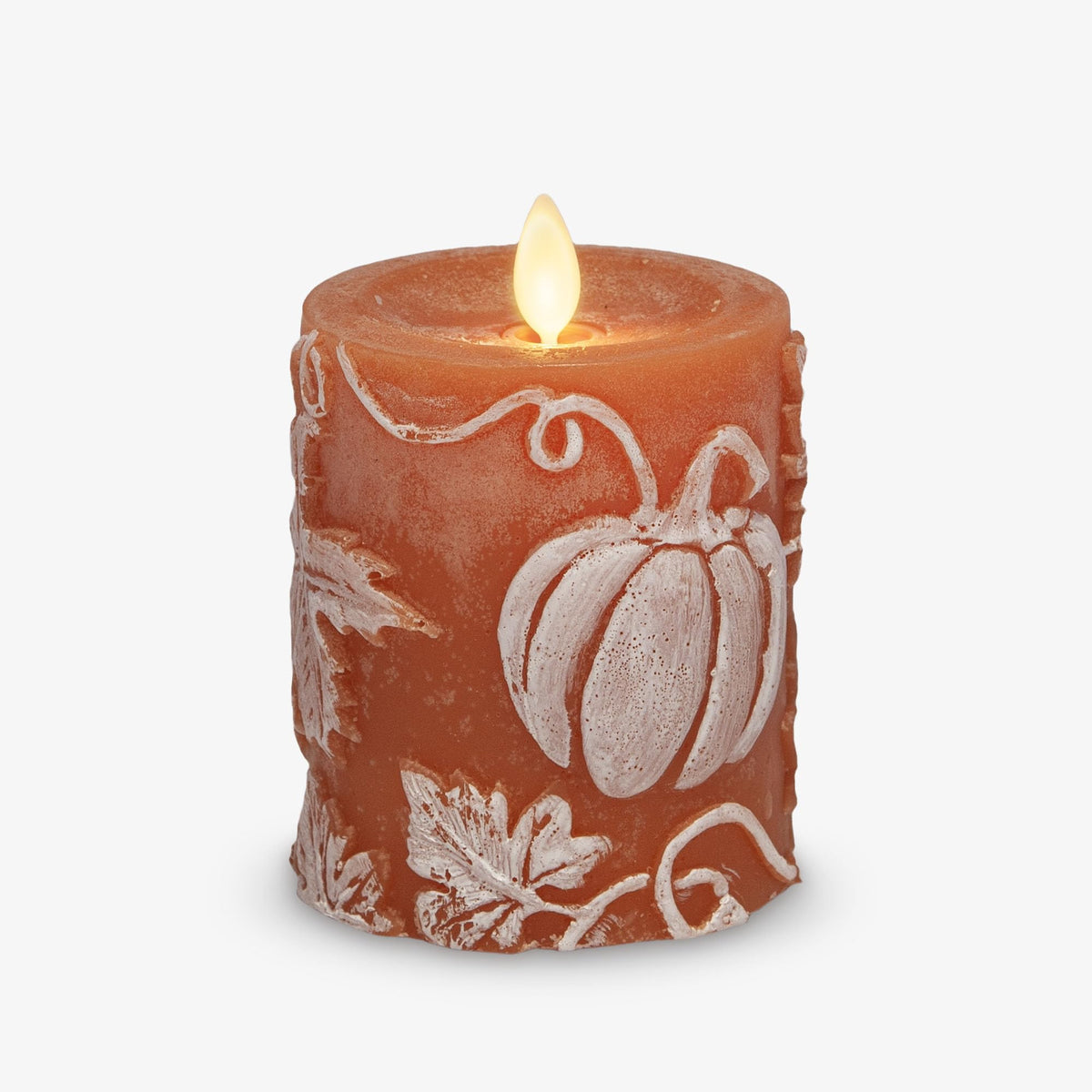 Luminara - Flameless Flickering Real Wax Moving Flame Battery Operated Unscented Candle LED Décor & Gift- Embossed Pillar Collection