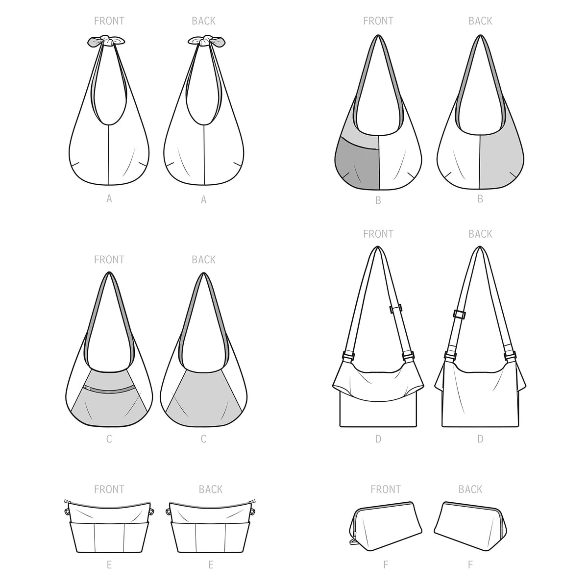 Simplicity S9563 Slouch Bag & Cosmetic Case Sewing Pattern, Purse Organizer Insert, One Size