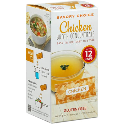 SAVORY CHOICE Chicken Broth Concentrate, Boxes of 12 Packets (12g) - Gluten-Free, Diary-Free Broth Concentrate