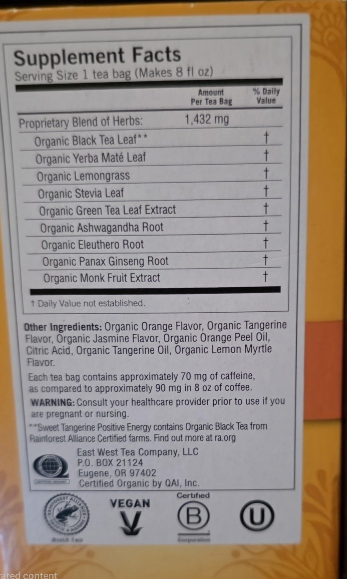 Yogi Tea,16 Tea Bags (Sweet Tangerine Positive Energy, 1 Pack)