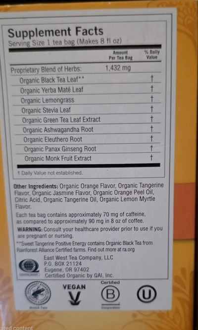 Yogi Tea,16 Tea Bags (Sweet Tangerine Positive Energy, 1 Pack)