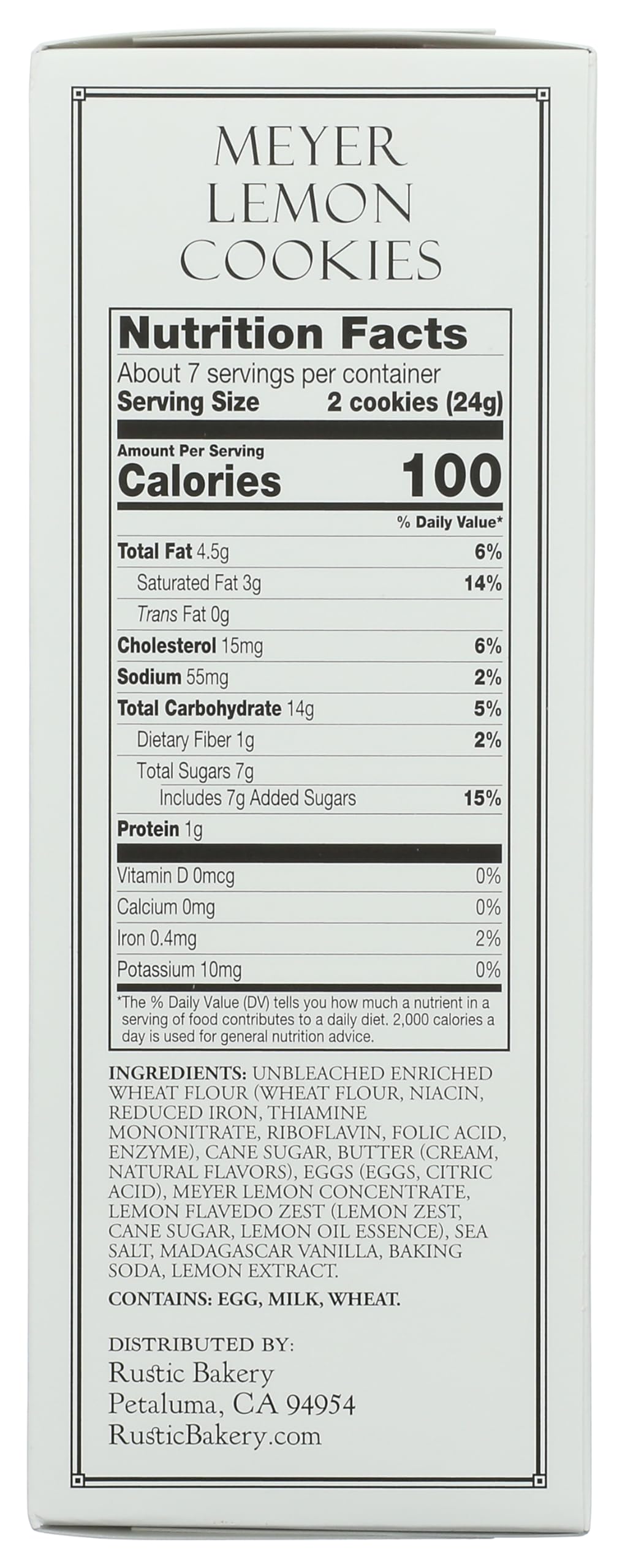 Rustic Bakery, Cookies Meyer Lemon, 6 Ounce