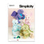 Simplicity S9441 Jointed Plush Animal Sewing Pattern, Dragon, Dinosaur, Bear & Bunny, 13 Inch