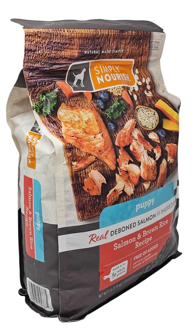 SIMPLY NOURISH Puppy Salmon and Brown Rice Dry Dog Food, 5 Pound Bag