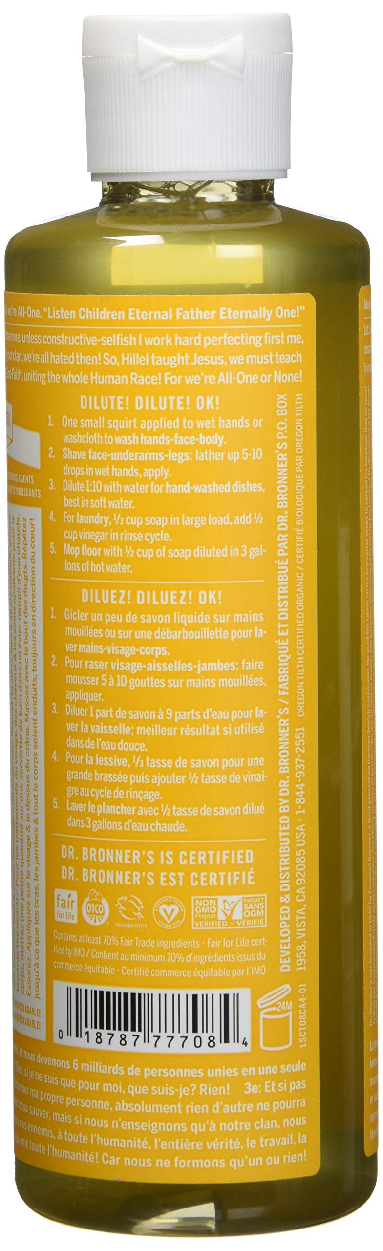 Dr. Bronner's Organic Pure Castile Liquid Soap Citrus Orange - 8 fl oz