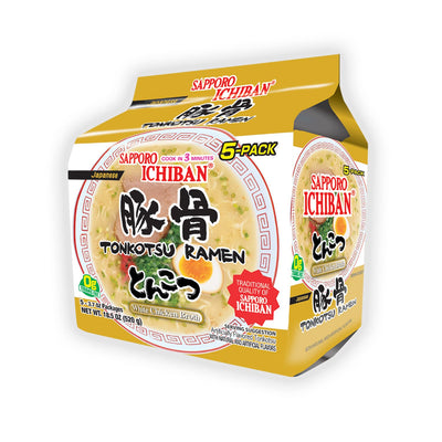 [SAPPORO ICHIBAN] Ramen Noodles, Tonkotsu Flavor, No. 1 Tasting Japanese Instant Noodles (3.7 Oz)