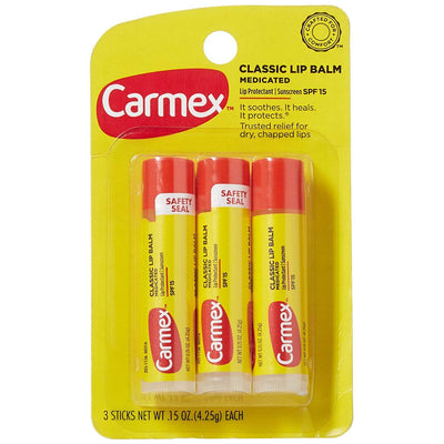 Carmex Lip Balm Moisturizing Ounce 3 Sticks Packs 6 of
