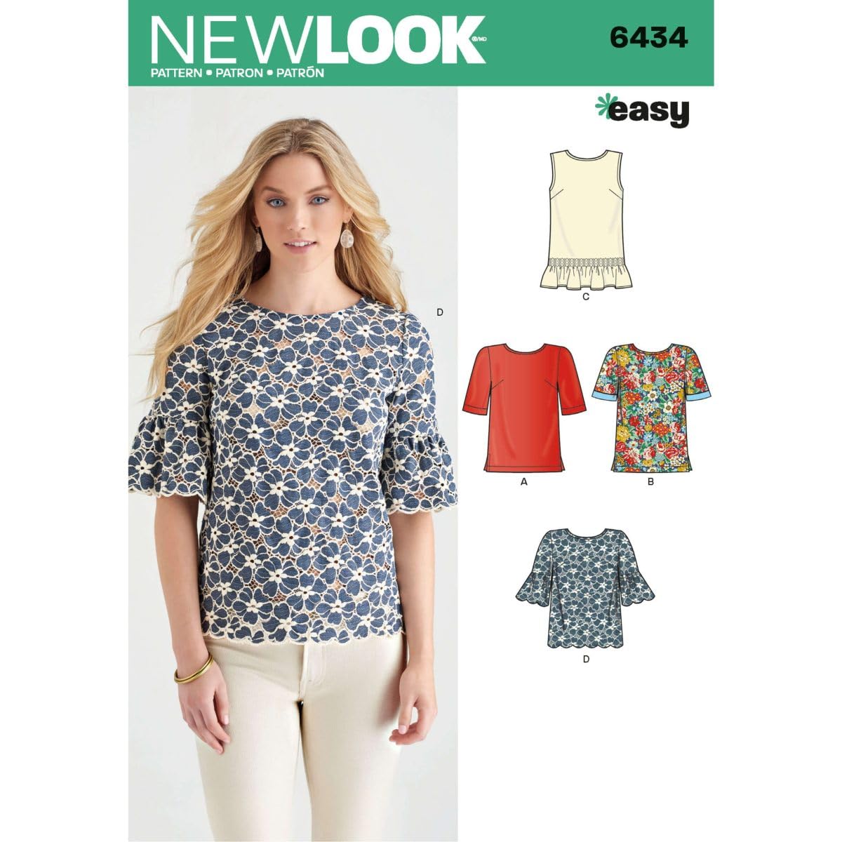 New Look Patterns Misses' Tops with Fabric Variations Size A (10-12-14-16-18-20-22) 6434