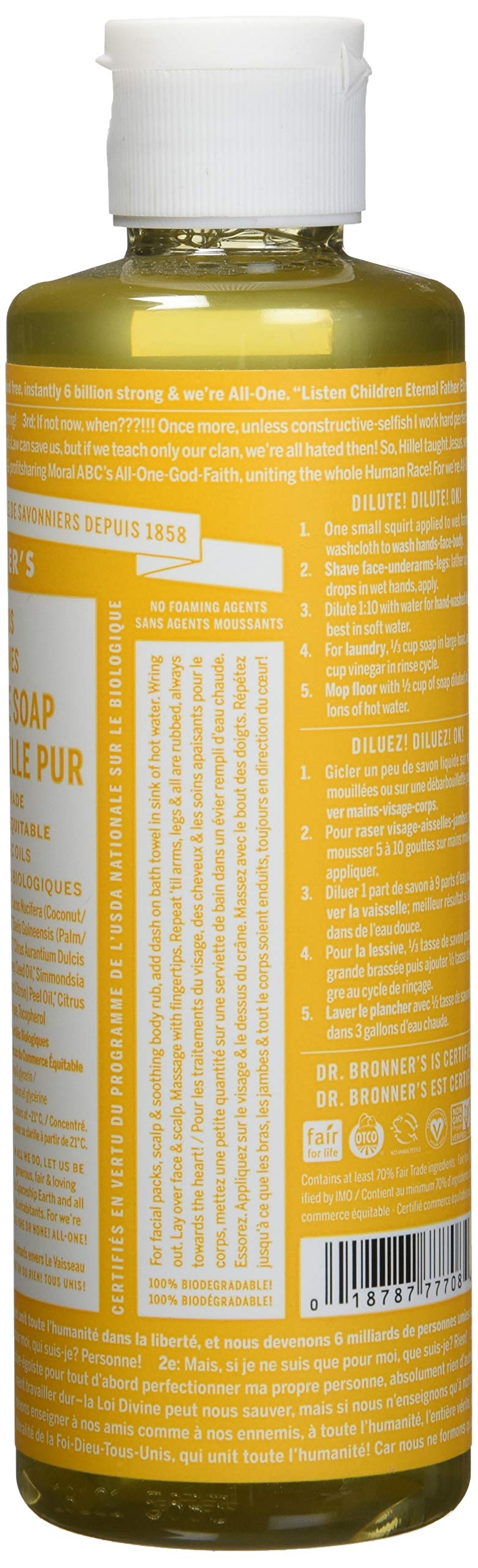 Dr. Bronner's Organic Pure Castile Liquid Soap Citrus Orange - 8 fl oz