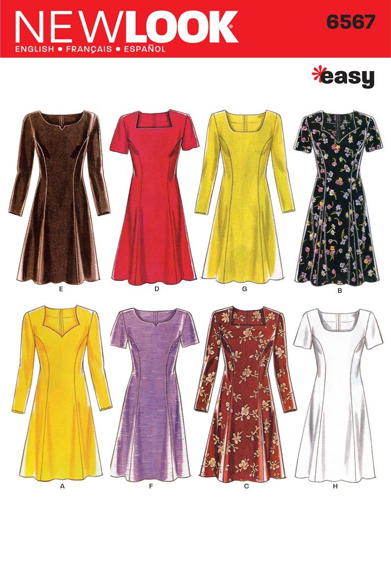 New Look 6567 Women's Dress Sewing Pattern, Sizes 6-16