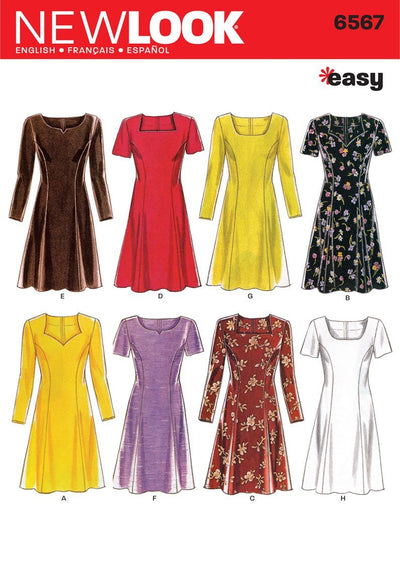 New Look 6567 Women's Dress Sewing Pattern, Sizes 6-16
