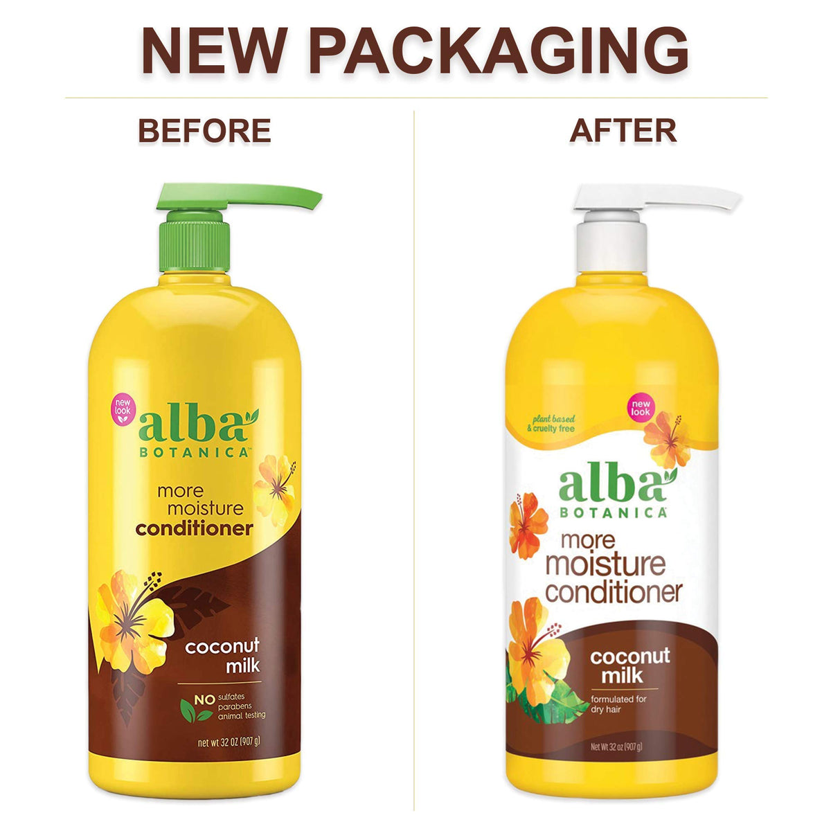 Alba Botanica More Moisture Conditioner for Dry Hair, Coconut Milk, 32 FL OZ