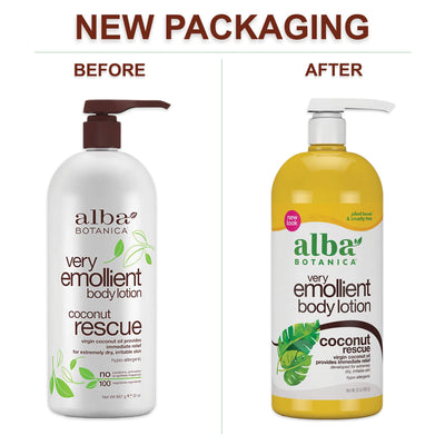 Alba Botanica Very Emollient Body Lotion, Coconut Rescue, 32 oz. (Packaging May Vary)