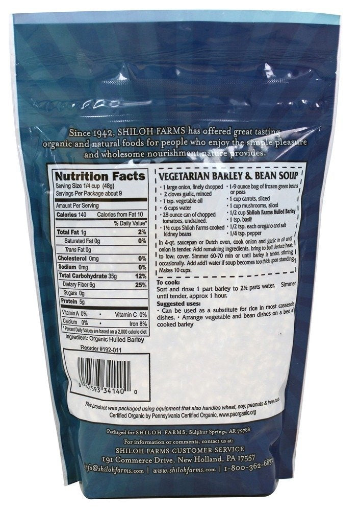 Shiloh Farms Organic Hulled Barley Grain 15 oz