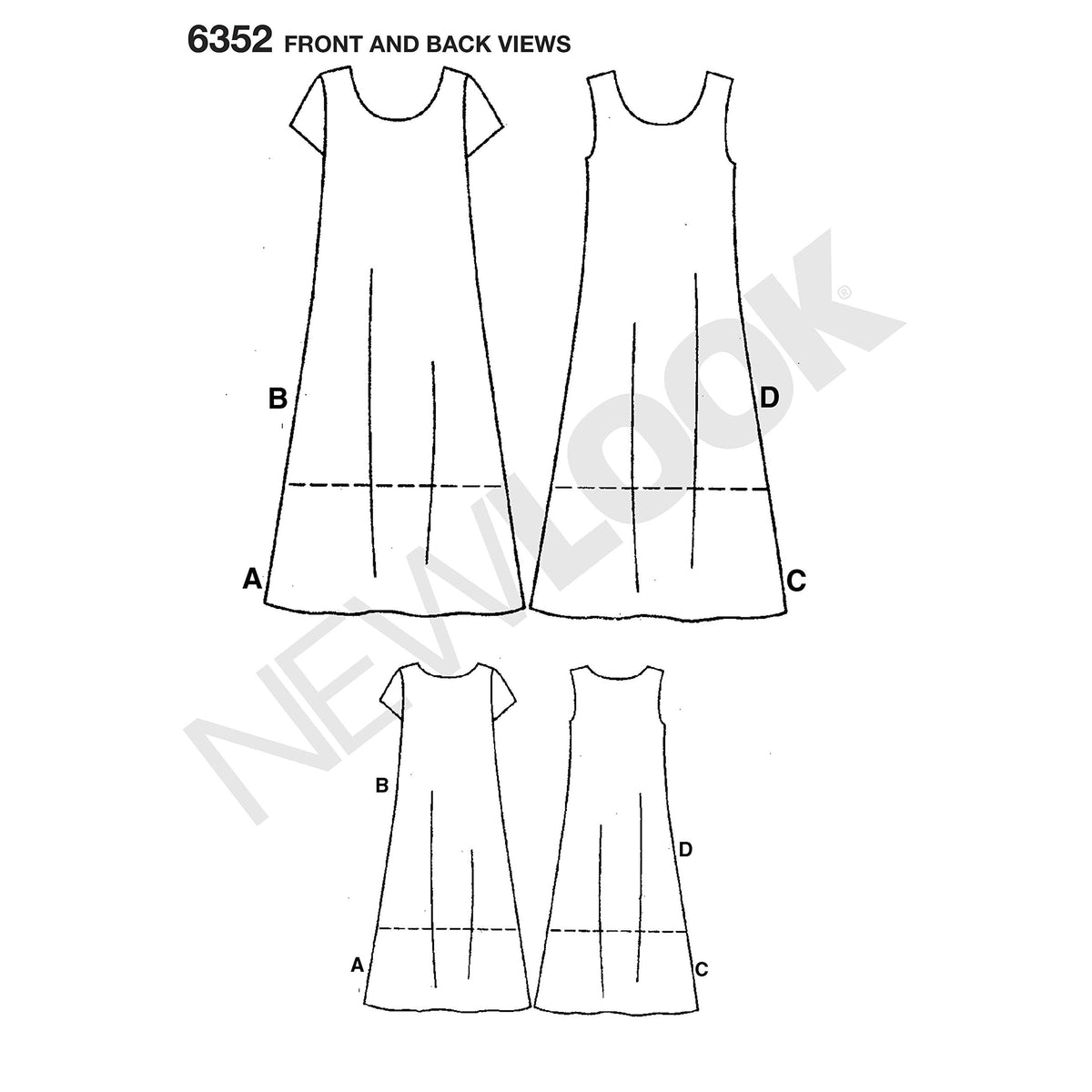 New Look Ladies Easy Sewing Pattern 6352 Dresses in 4 Variations