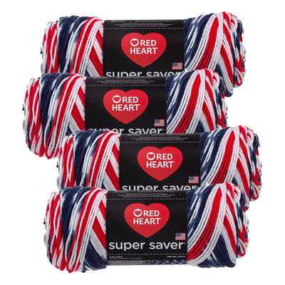 Red Heart Super Saver Yarn (4-Pack of 5oz Skeins) (Americana)