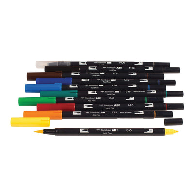Tombow ABT Dual Brush Pen Set of 10, Primary