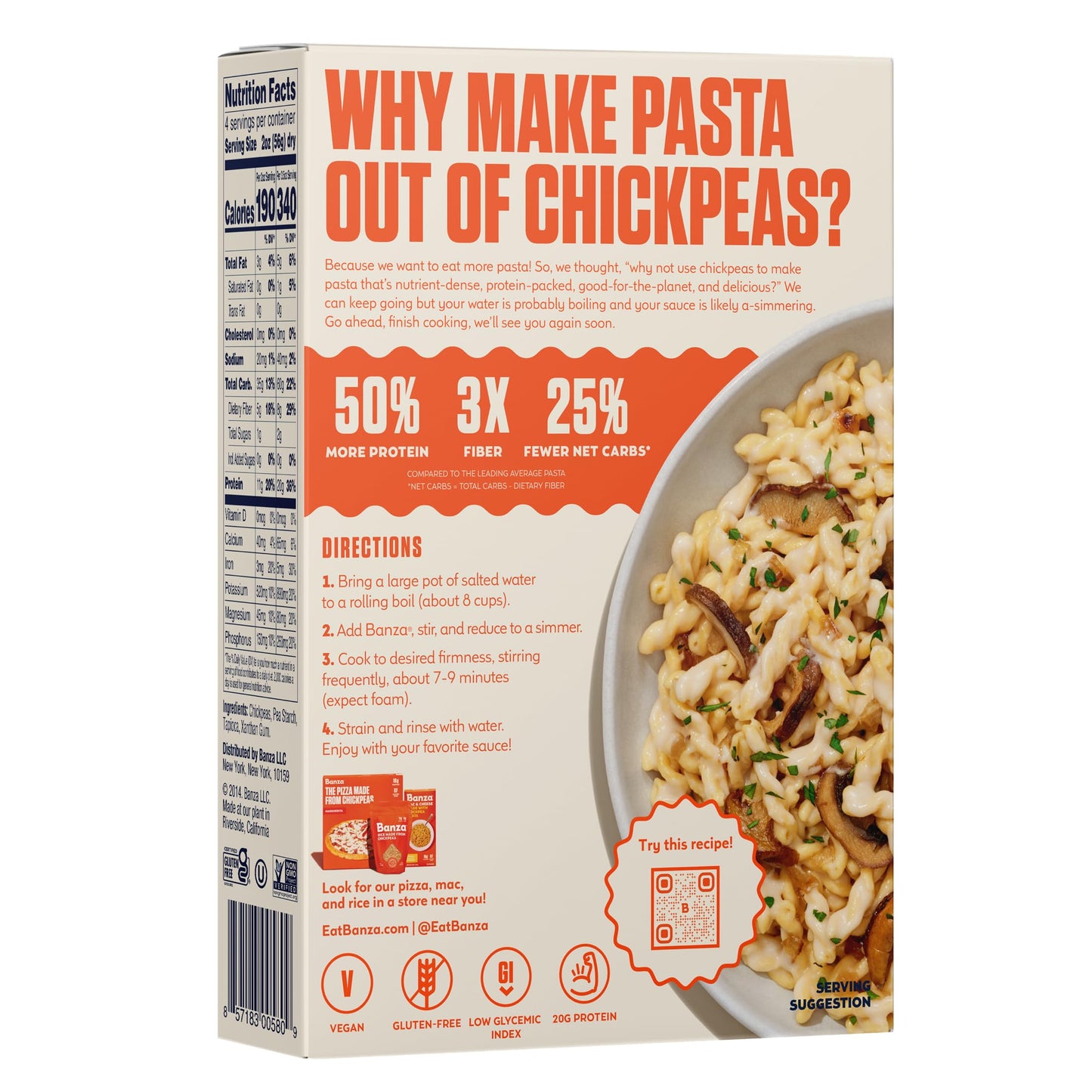 Banza Pasta Chickpea Gemelli, 8 oz
