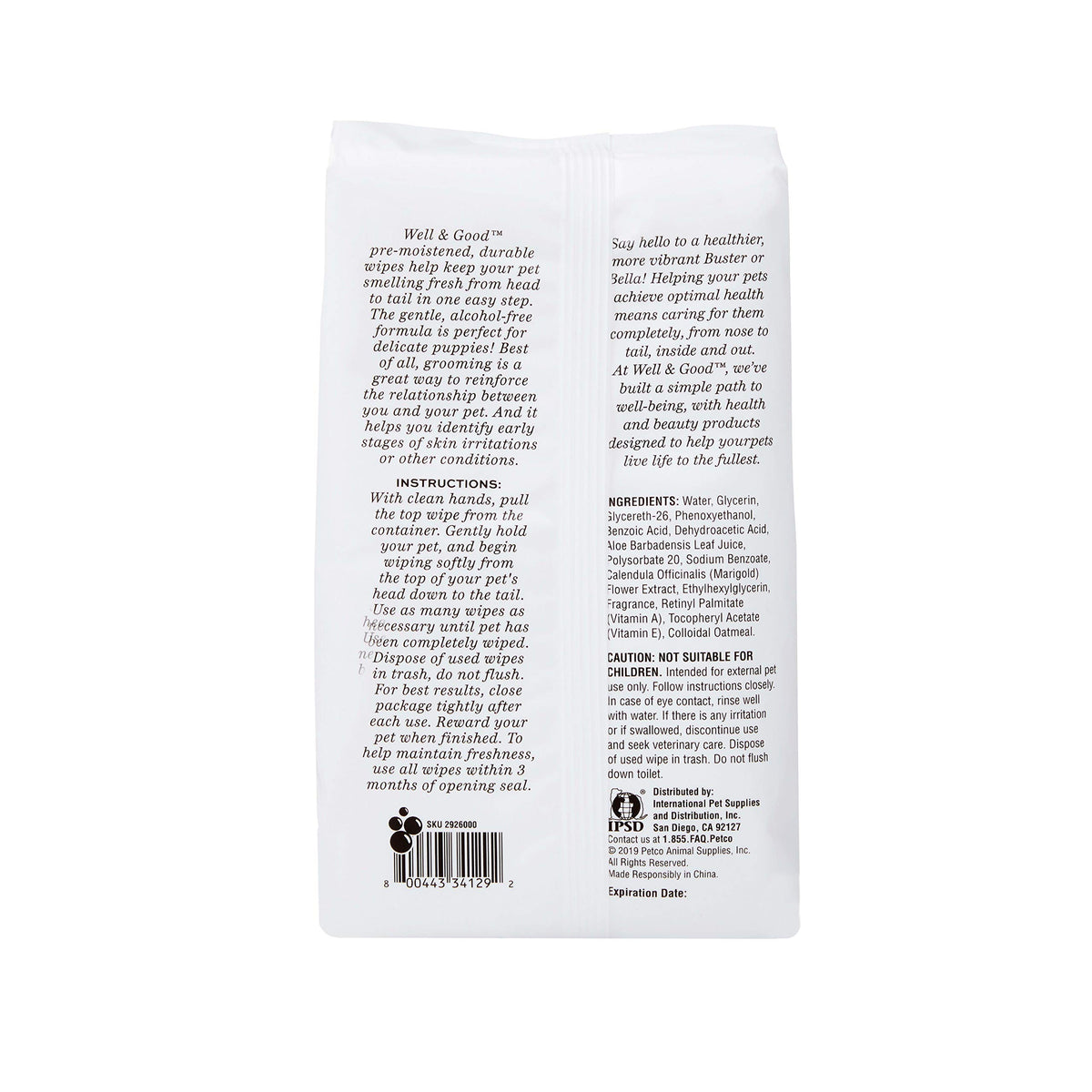 Petco Brand - Well & Good Gentle Puppy Grooming Wipes, Pack of 100, 100 CT