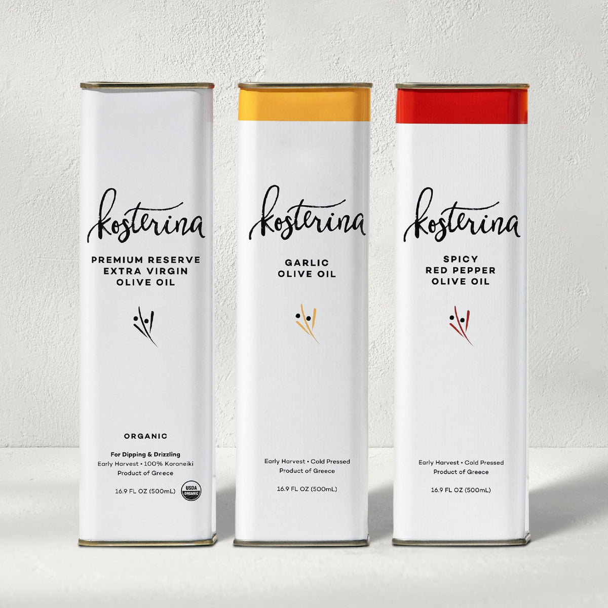 Kosterina Spicy Red Pepper Olive Oil Tin | Polyphenol Rich Greek Olive Oil, Cold-Pressed from Early Harvest Koroneiki Olives