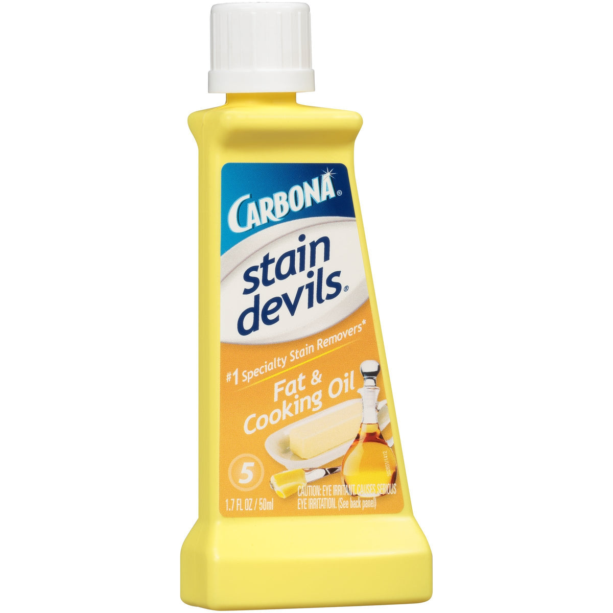Carbona Stain Devils® #5 - Fat & Cooking Oil | Professional Strength Laundry Stain Remover | Multi-Fabric Cleaner | Safe Formula | 1.7 Fl Oz, 1 Pack