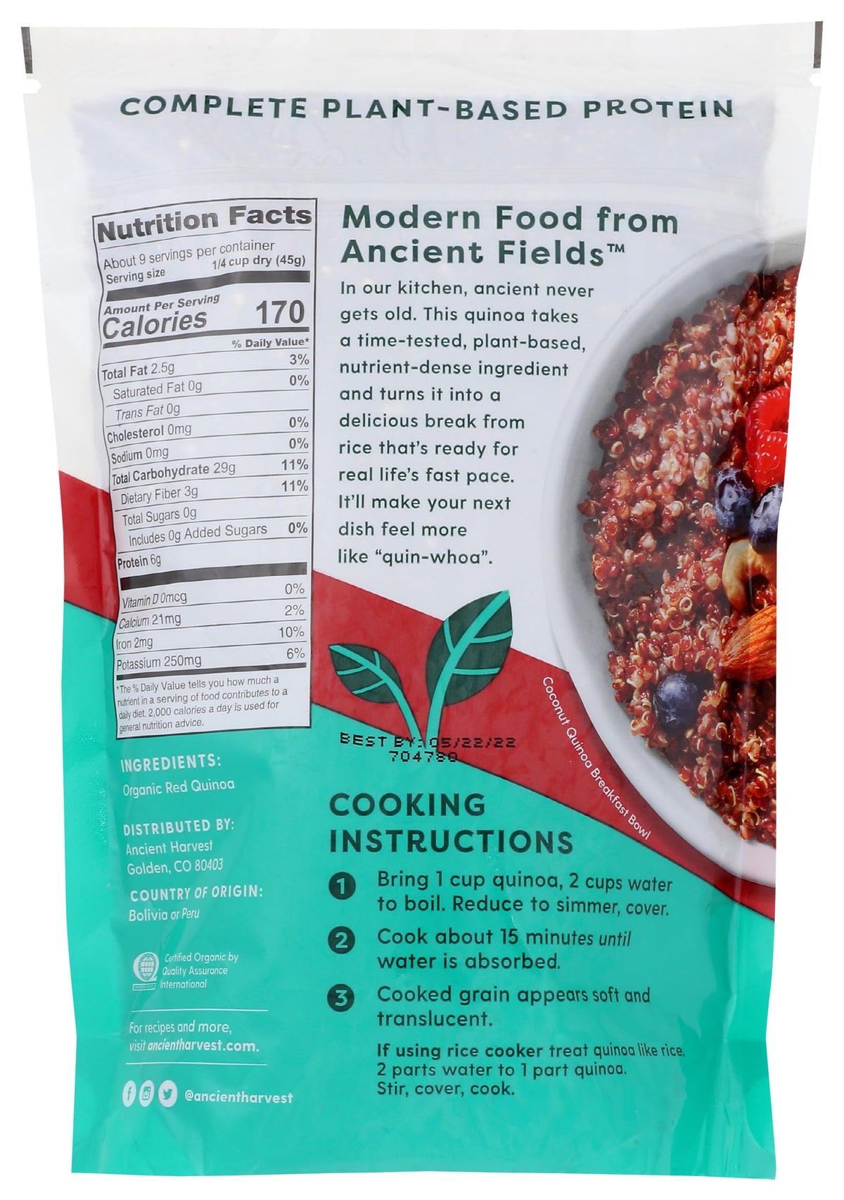 Ancient Harvest, Gluten Free Organic Quinoa, Inca Red, 12 Oz