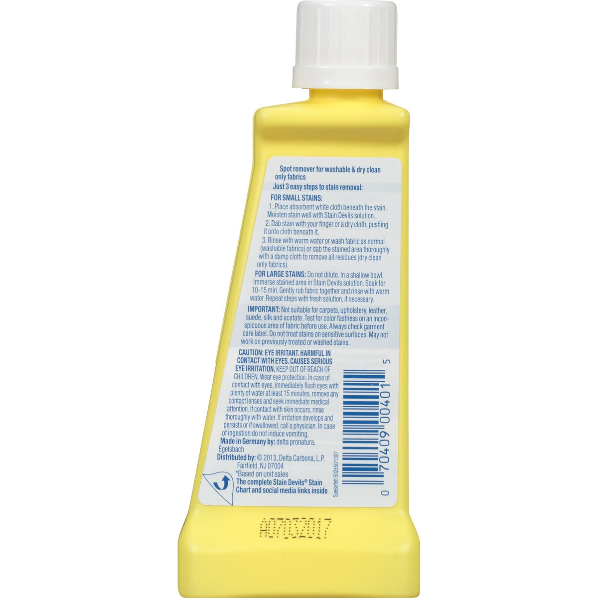 Carbona Stain Devils® #5 - Fat & Cooking Oil | Professional Strength Laundry Stain Remover | Multi-Fabric Cleaner | Safe Formula | 1.7 Fl Oz, 1 Pack