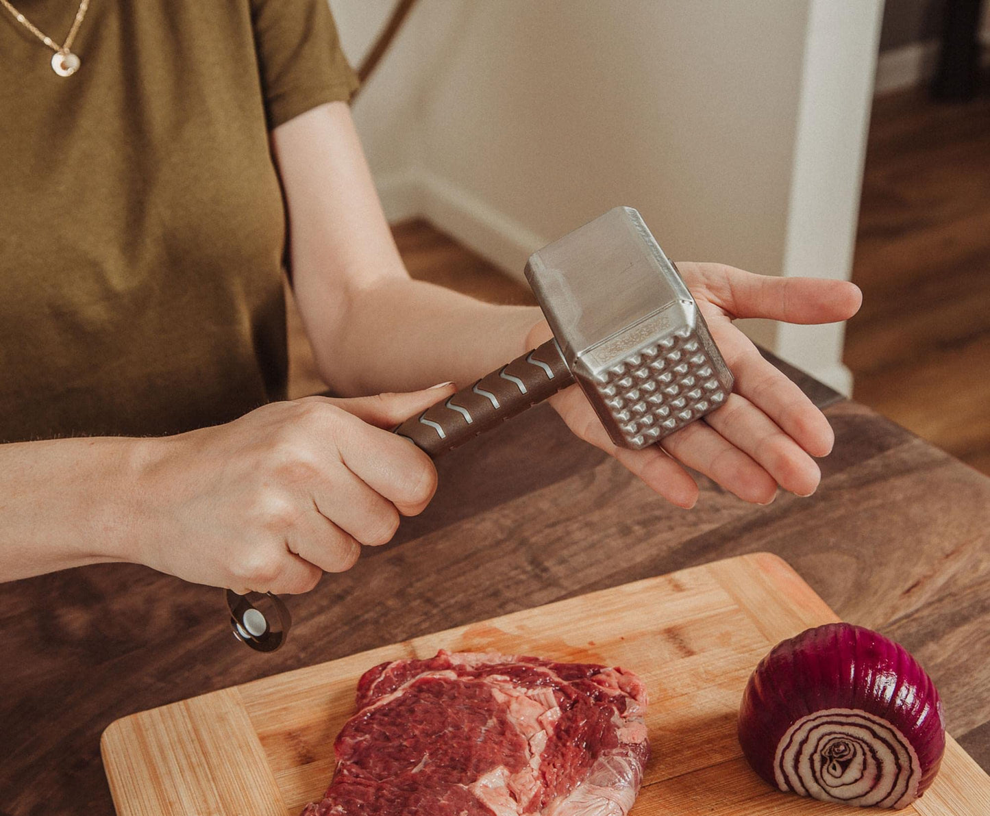 Marvel Mighty Thor Mjolnir Hammer Replica Stainless Steel Meat Tenderizer Pounder | Gourmet Mallet Masher Tool For Beef, Steak, Poultry | BBQ Grilling and Cooking, Home & Kitchen Essentials