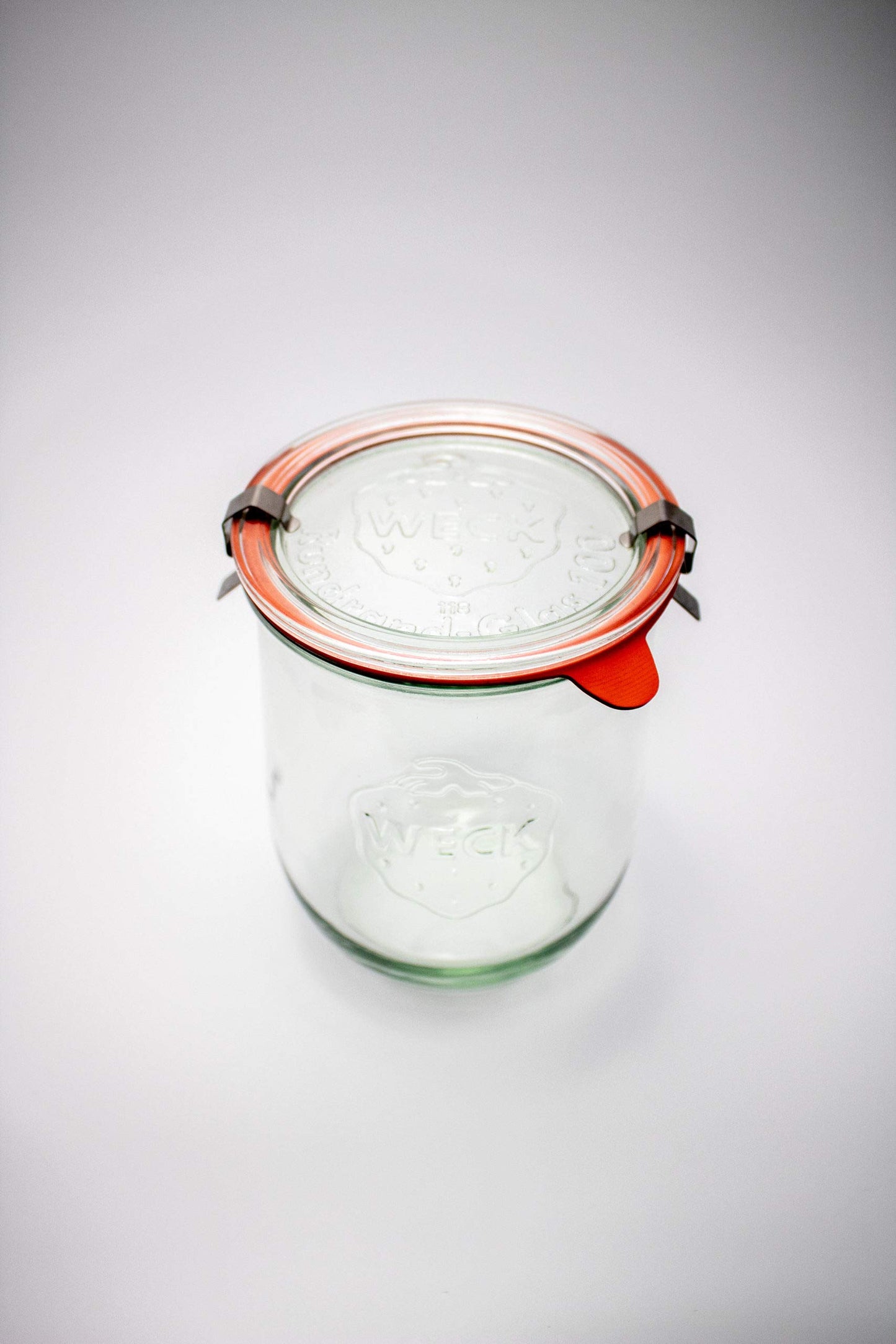 Weck Tulip Jar Rubber Sole & Two Metal Clamps Food Storage Jar Round Preserve Container Clear Preserving Seal Wire Clip Fastening Kitchen Canning Cereal Sugar Beans Spice - 33.8 fl. oz Single 1 liter