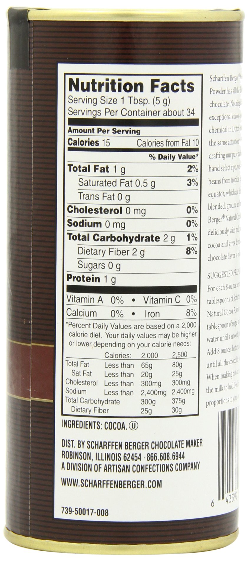 Scharffen Berger Natural Unsweetened Cocoa Powder, 6-Ounce Canisters (Pack of 2)