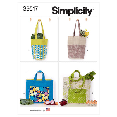 Simplicity S9517 Reusable Tote Bag Sewing Pattern, One Size