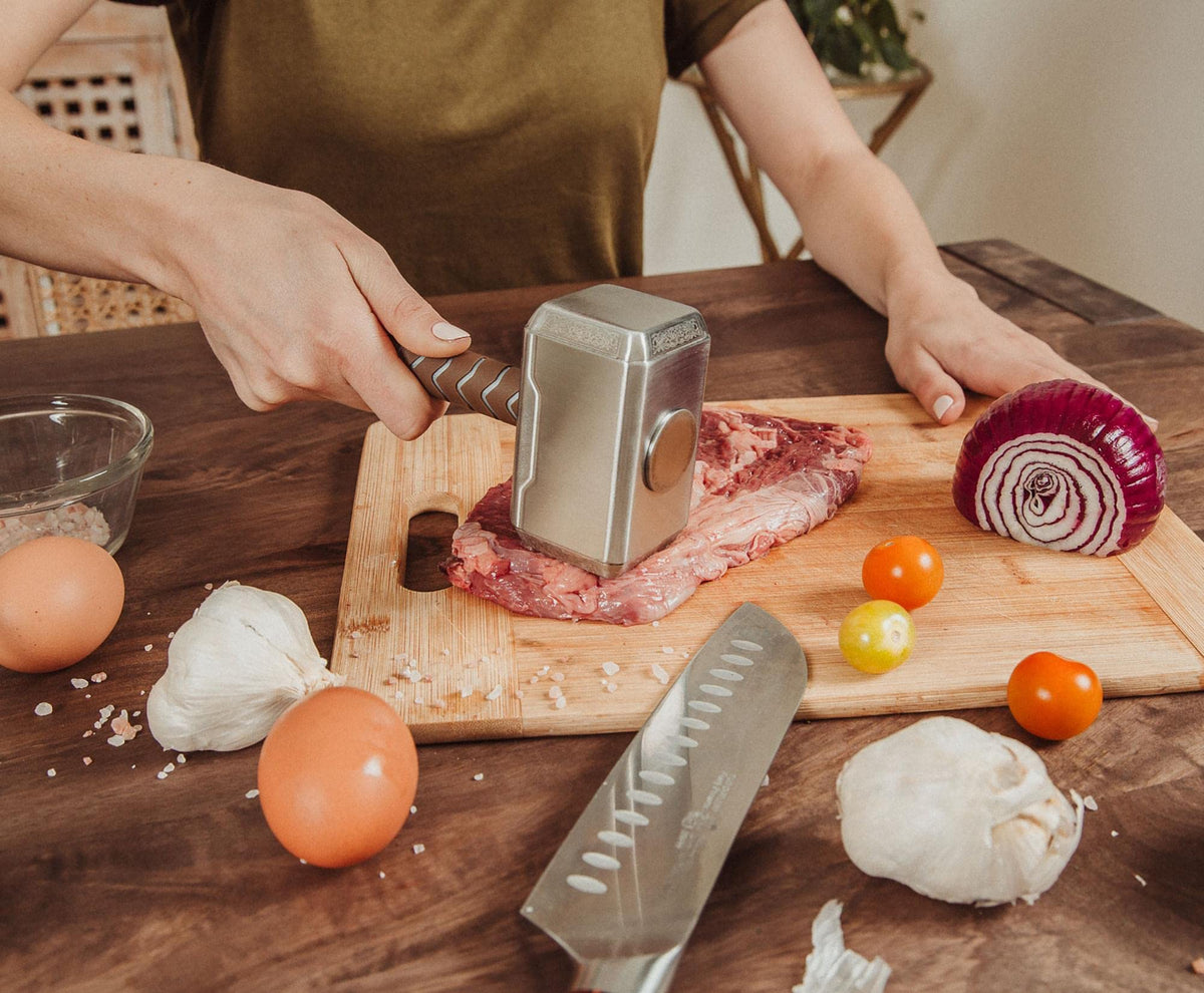 Marvel Mighty Thor Mjolnir Hammer Replica Stainless Steel Meat Tenderizer Pounder | Gourmet Mallet Masher Tool For Beef, Steak, Poultry | BBQ Grilling and Cooking, Home & Kitchen Essentials
