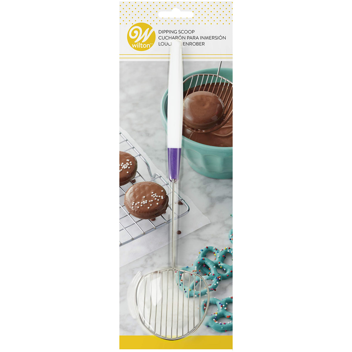 Wilton Candy Melts Chocolate Dipping Scoop, Candy Making, Stainless Steel Dipping Scoop With Angled Handle, Melting Chocolate Candy Melts (Multicolor)