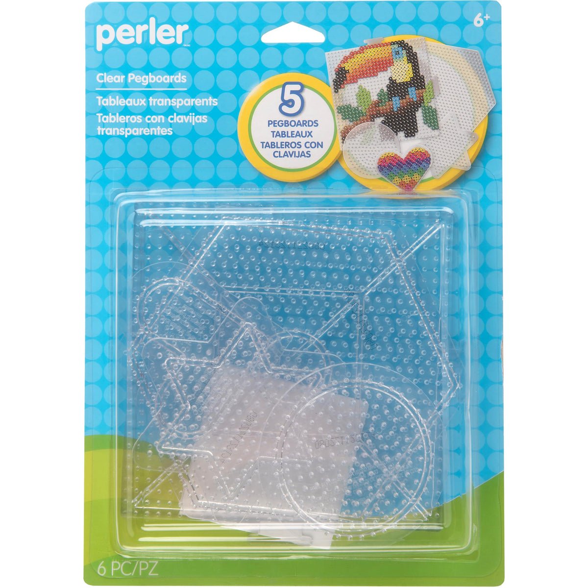 Perler Beads Large Square Pegboards for Kids Crafts, 4 pcs