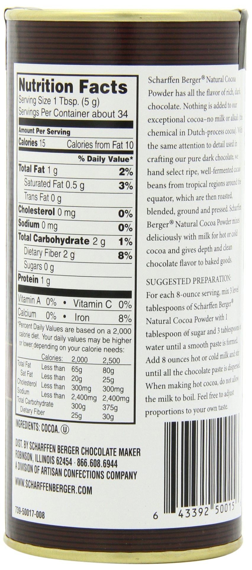 Scharffen Berger Natural Unsweetened Cocoa Powder, 6-Ounce Canisters (Pack of 2)