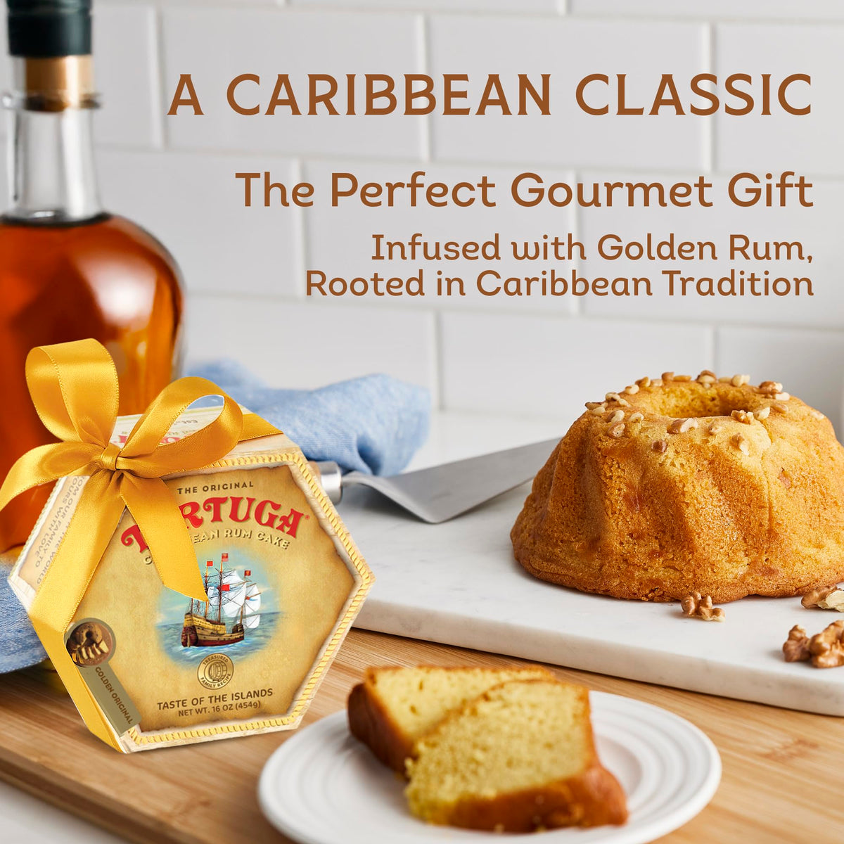 Tortuga Caribbean Original Rum Cake with Walnuts - 4oz