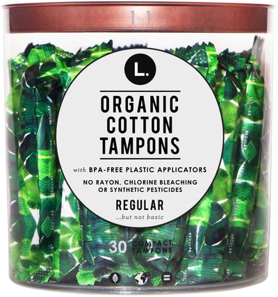 L. Organic Cotton Regular Absorbency Compact Tampons 30 Count
